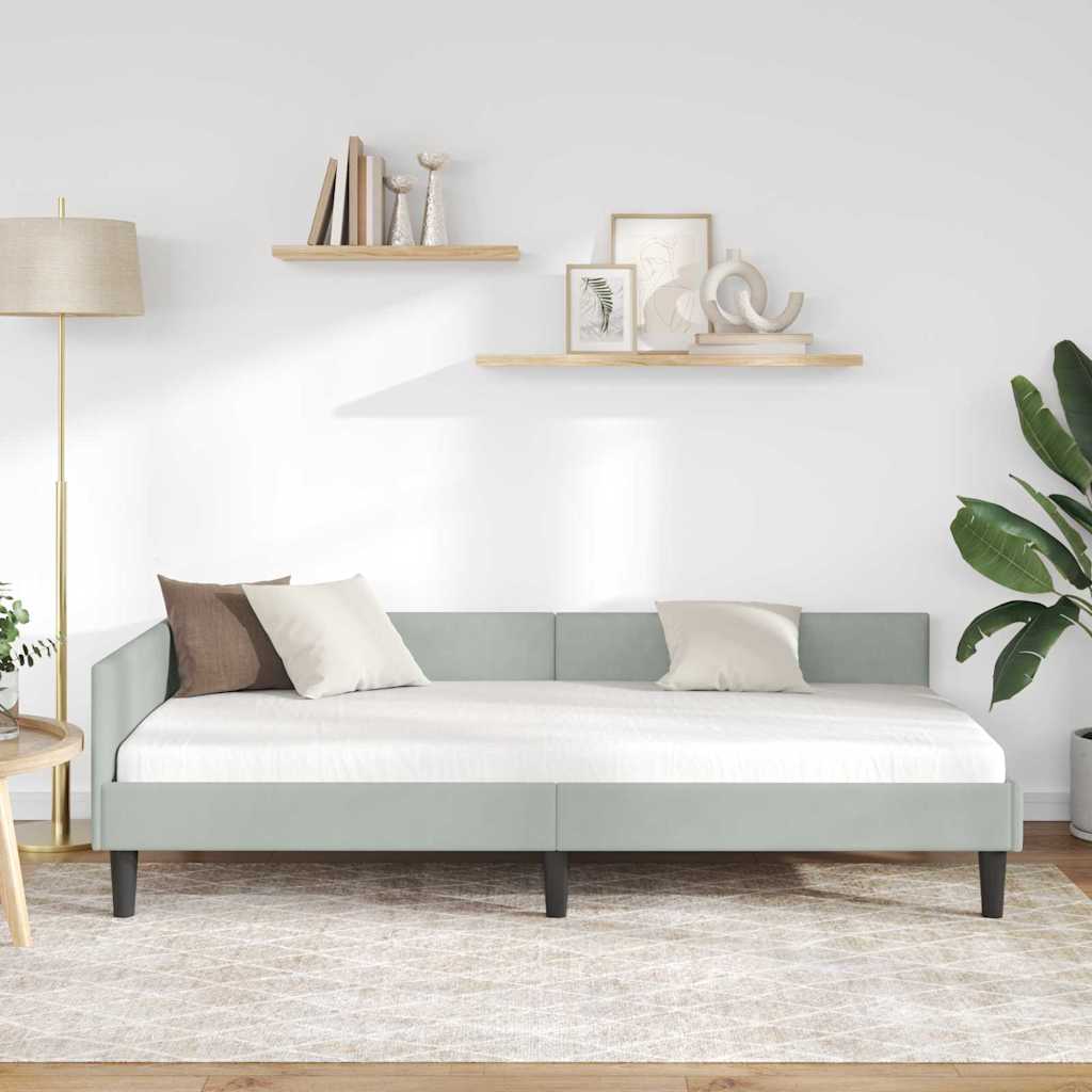 Cadre de lit d'angle avec tête de lit Gris clair 90 x 190 cm - XIOS