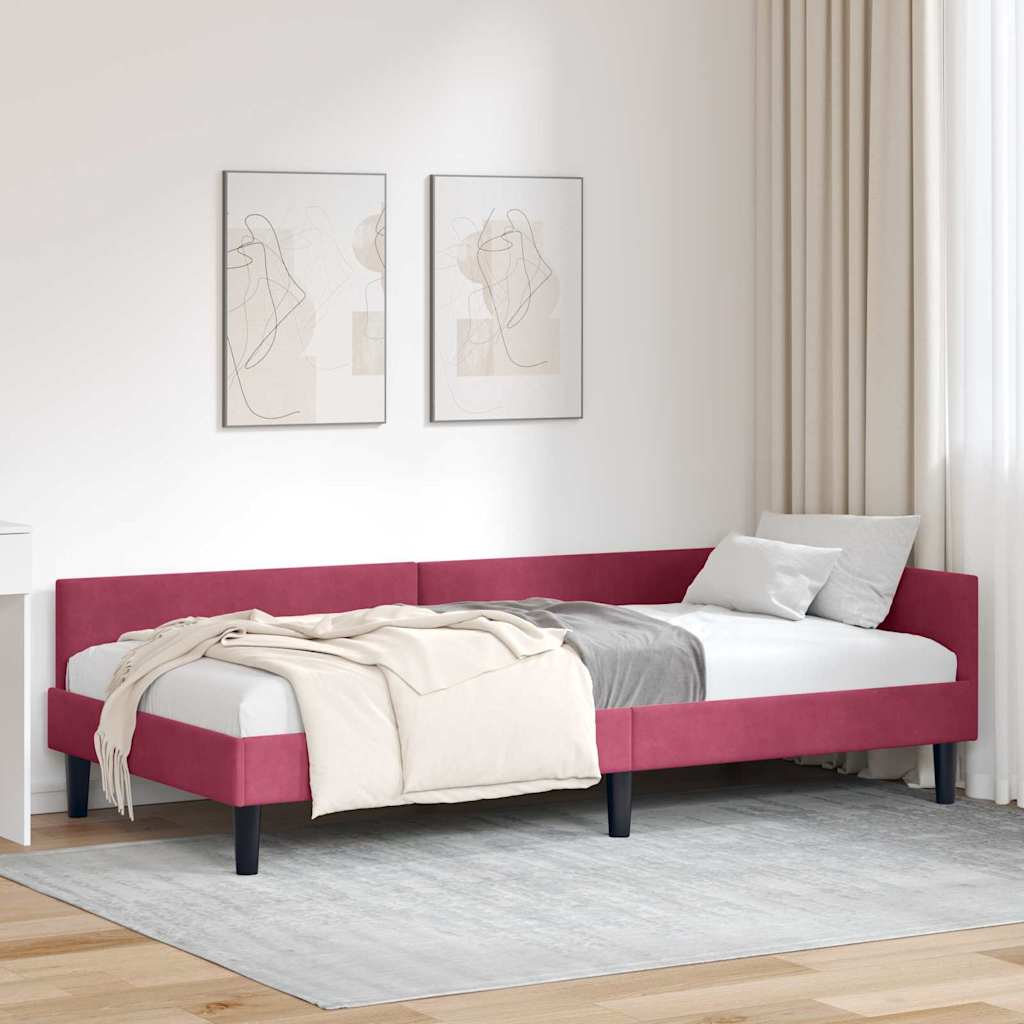 Cadre de lit d'angle Rouge bordeaux 90 x 190 cm - XIOS