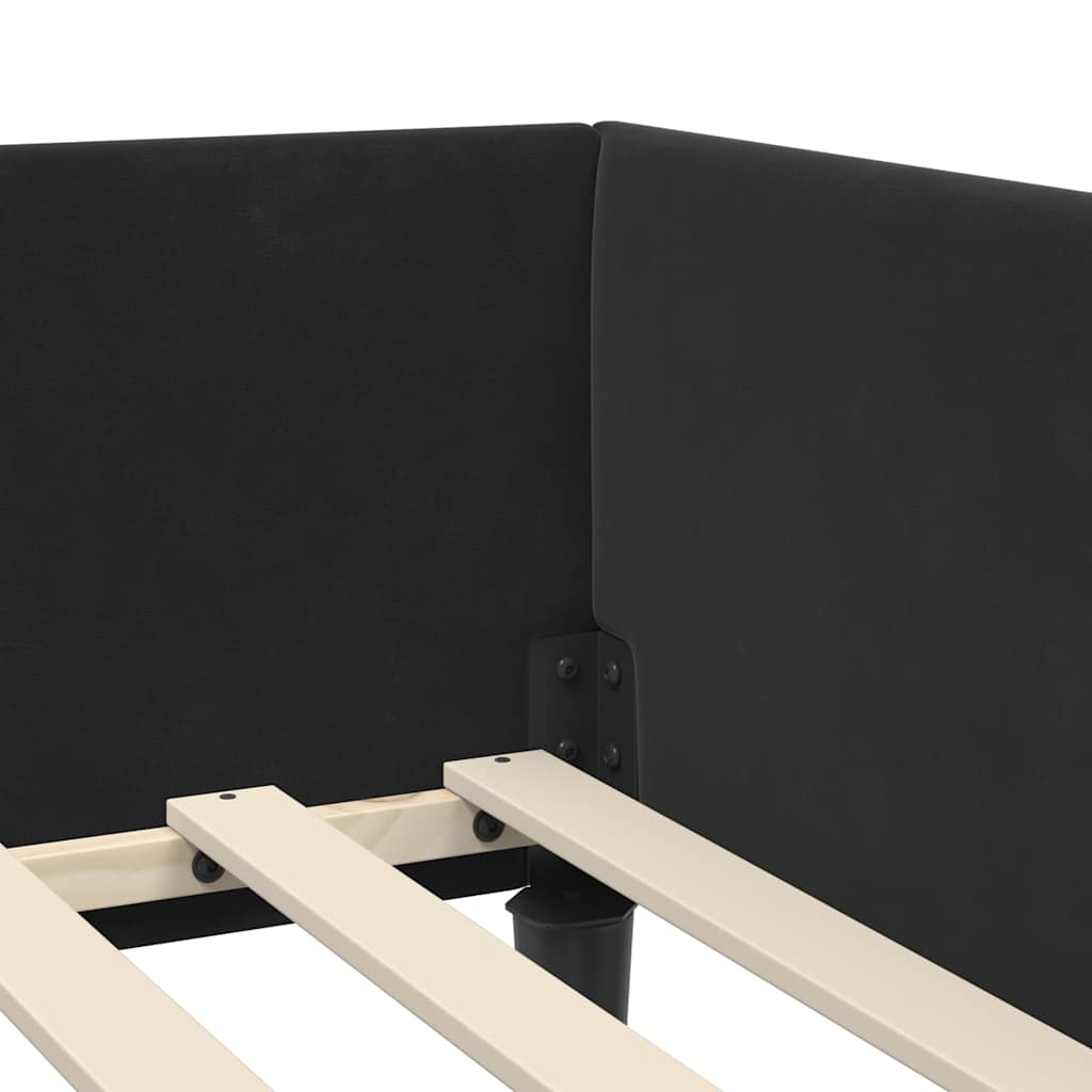 Cadre de lit d'angle Noir 90 x 190 cm Velours et bois stratifié - XIOS