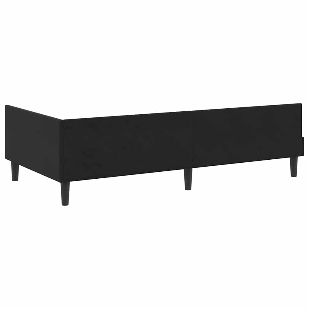 Cadre de lit d'angle Noir 90 x 190 cm Velours et bois stratifié - XIOS