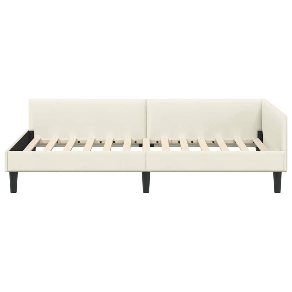 Cadre de lit d'angle avec tête de lit Crème 90 x 190 cm - XIOS