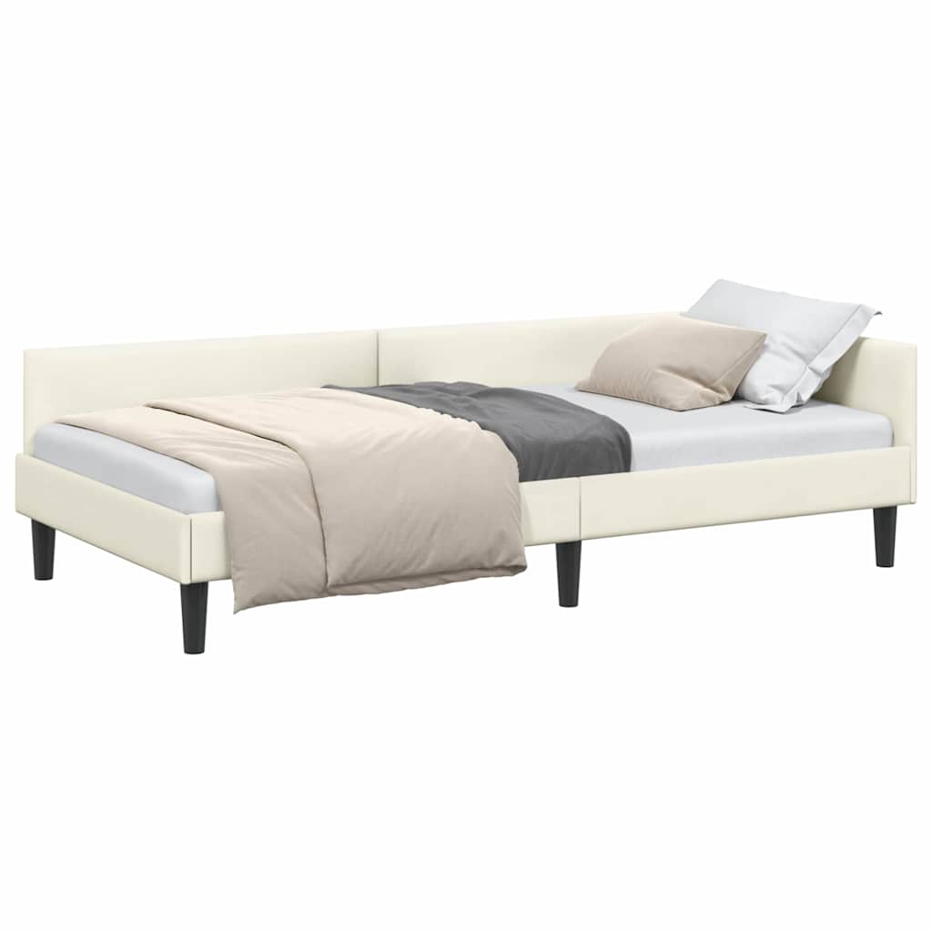 Cadre de lit d'angle avec tête de lit Crème 90 x 190 cm - XIOS