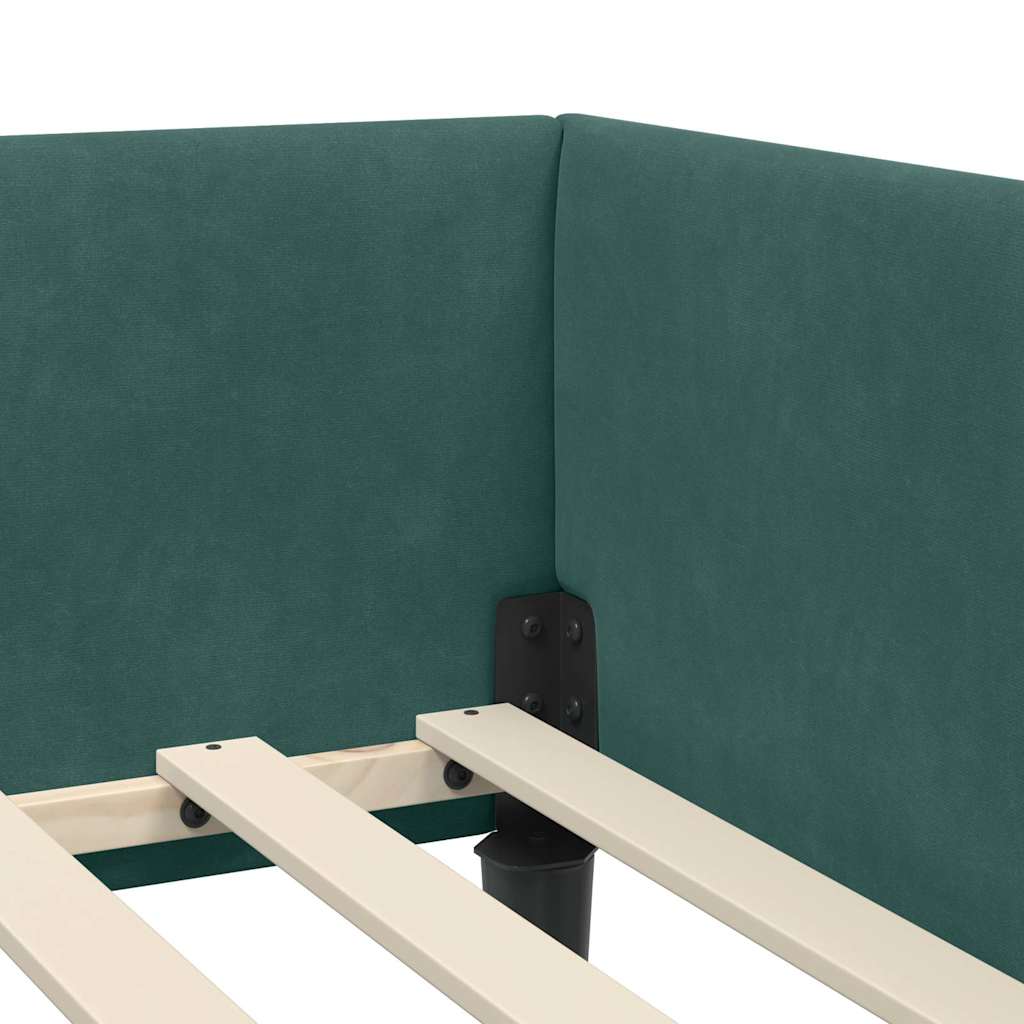 Cadre de lit d'angle avec tête de lit Vert foncé 90 x 200 cm - XIOS