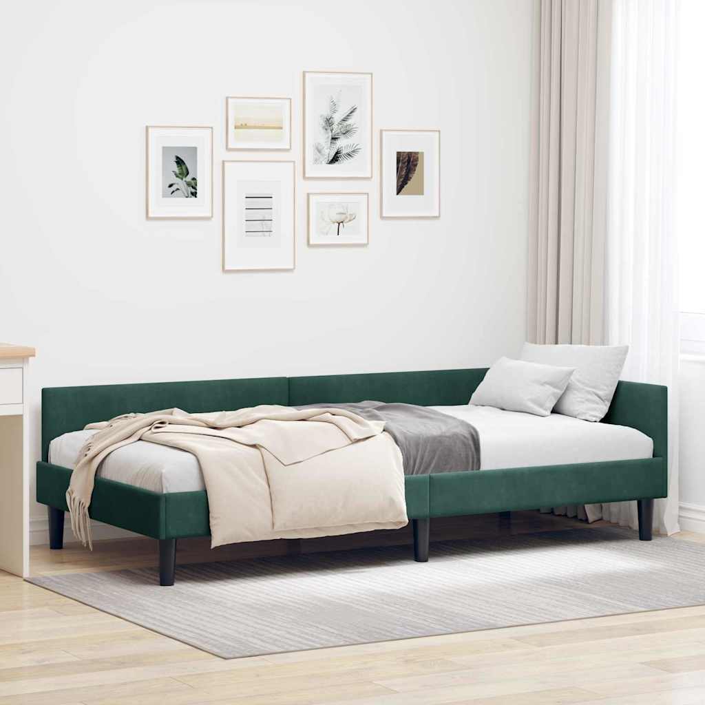Cadre de lit d'angle avec tête de lit Vert foncé 90 x 200 cm - XIOS