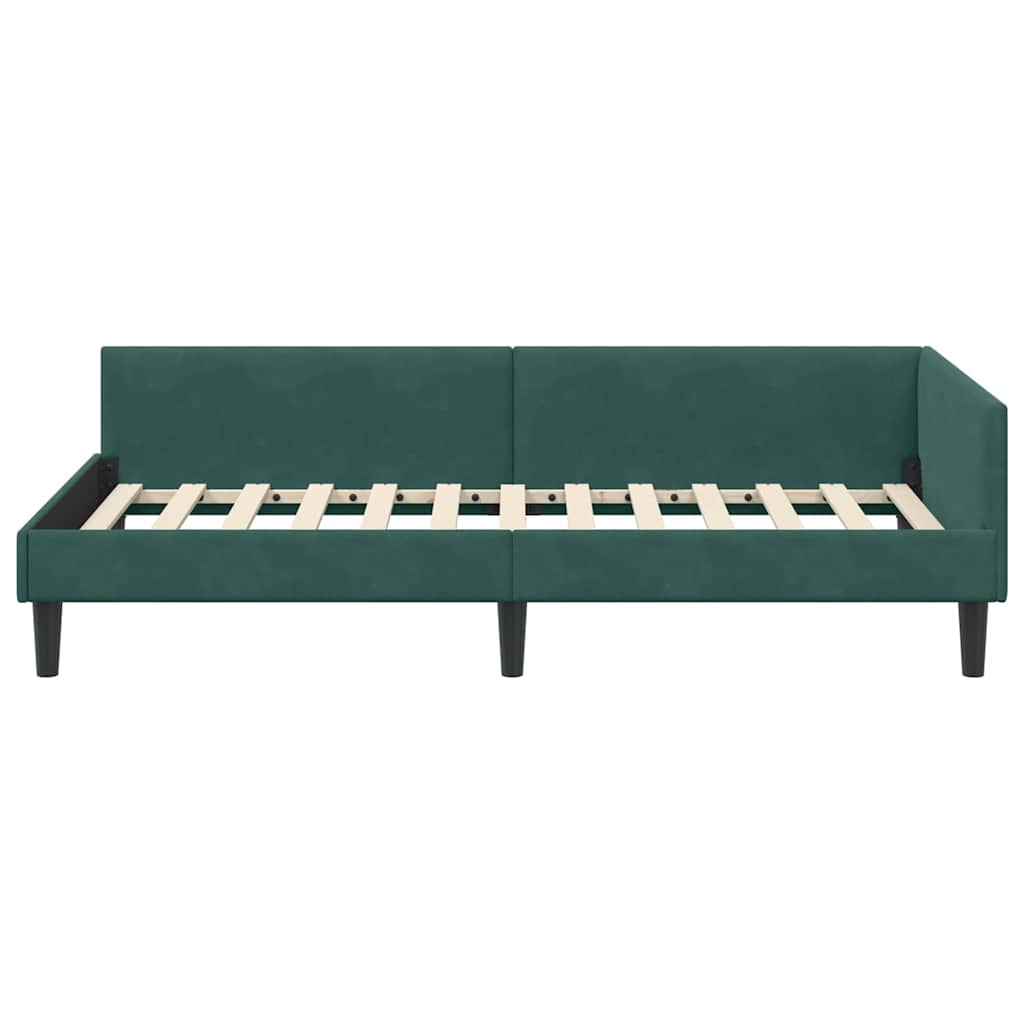 Cadre de lit d'angle avec tête de lit Vert foncé 90 x 200 cm - XIOS