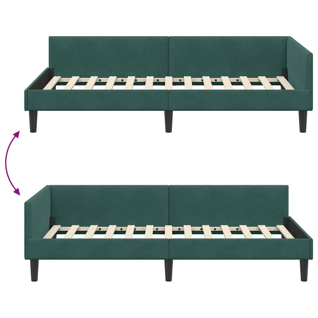 Cadre de lit d'angle avec tête de lit Vert foncé 90 x 200 cm - XIOS