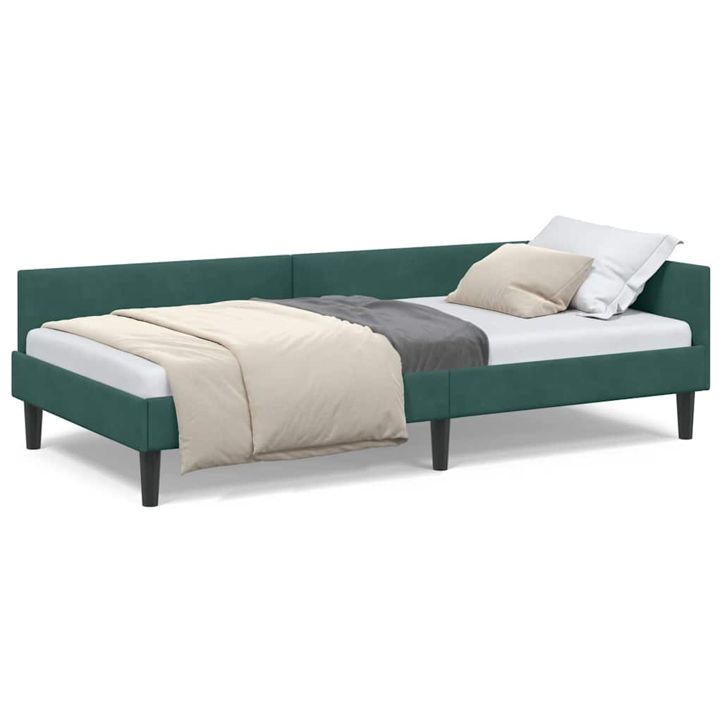 Cadre de lit d'angle avec tête de lit Vert foncé 90 x 200 cm - XIOS