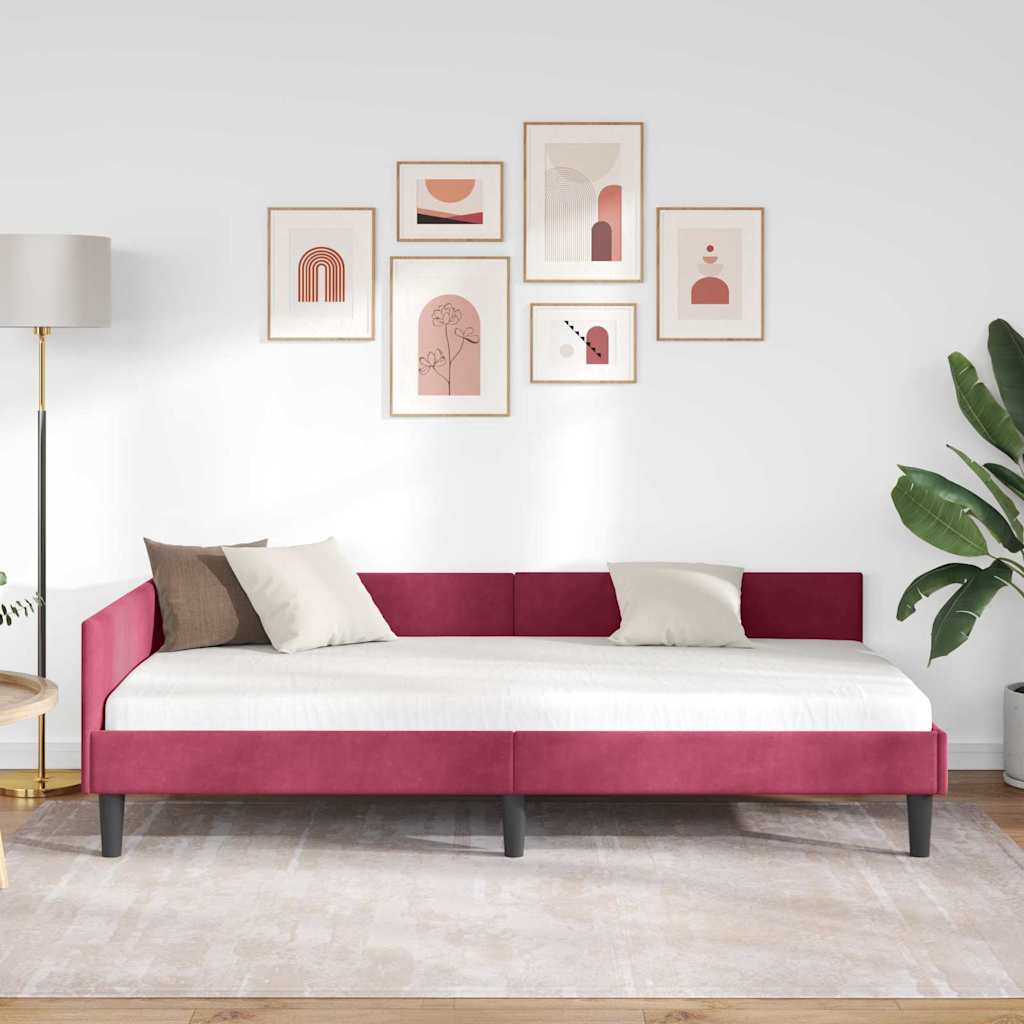 Cadre de lit d'angle Rouge bordeaux 100 x 200 cm - XIOS