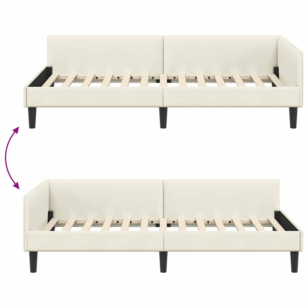 Cadre de lit d'angle avec tête de lit Crème 100 x 200 cm - XIOS