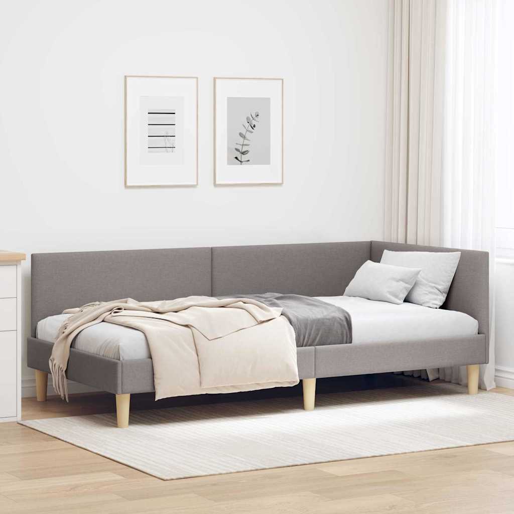 Cadre de lit d'angle Taupe 80 cm x 200 cm Tissu et Contreplaqué - XIOS