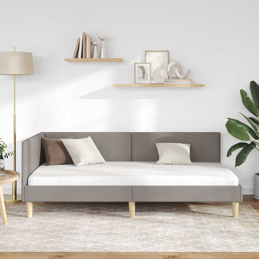 Cadre de lit d'angle Taupe 80 cm x 200 cm Tissu et Contreplaqué - XIOS