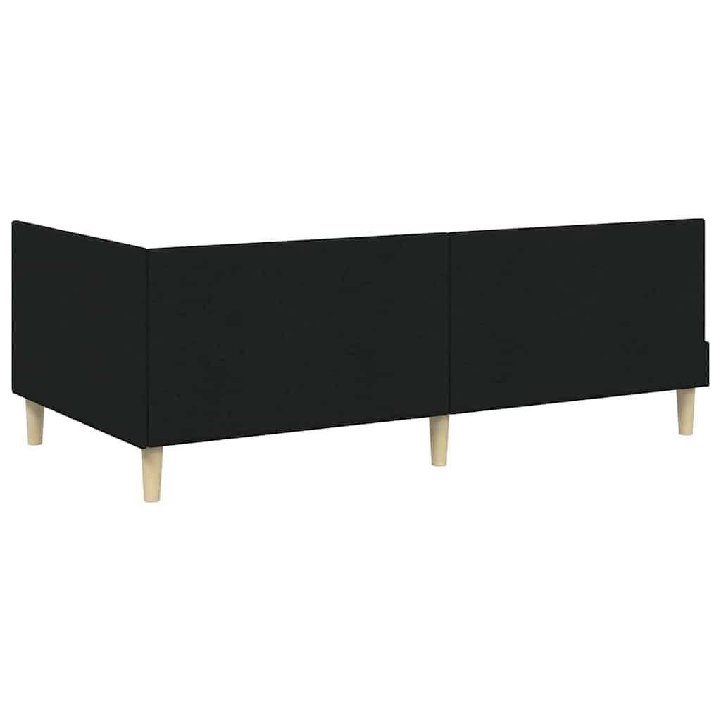 Cadre de lit d'angle Noir 90 x 200 cm Tissu et bois reconstitué - XIOS