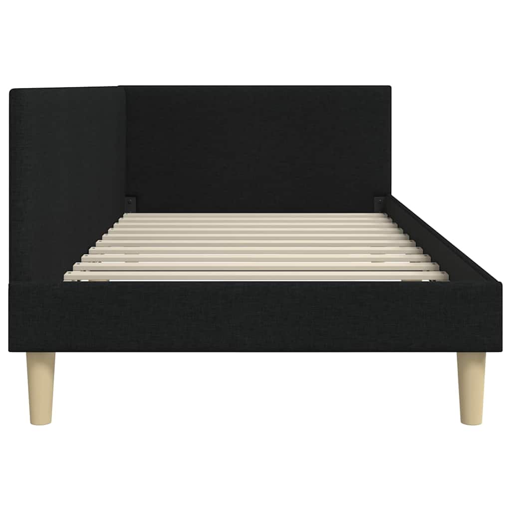 Cadre de lit d'angle Noir 90 x 200 cm Tissu et bois reconstitué - XIOS