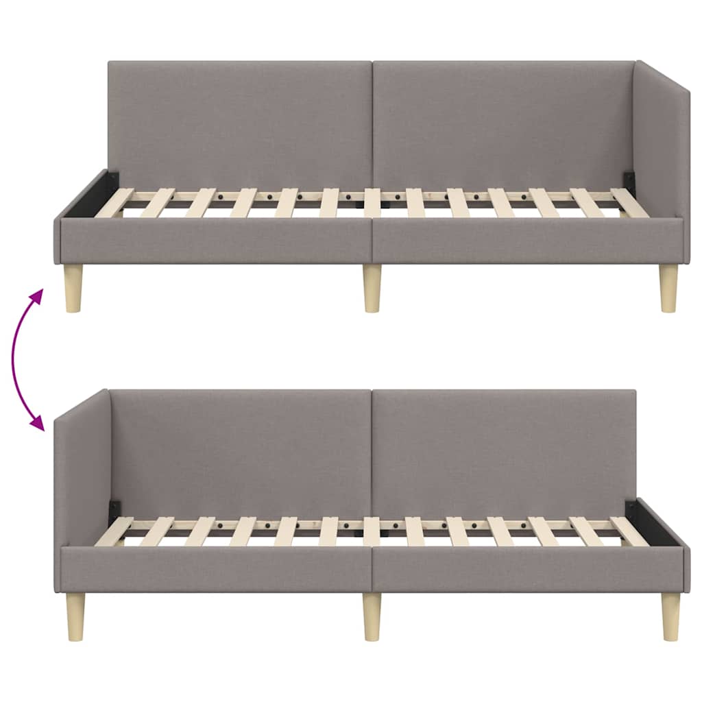 Cadre de lit d'angle Autre avec tête de lit Taupe 100 x 200 cm - XIOS