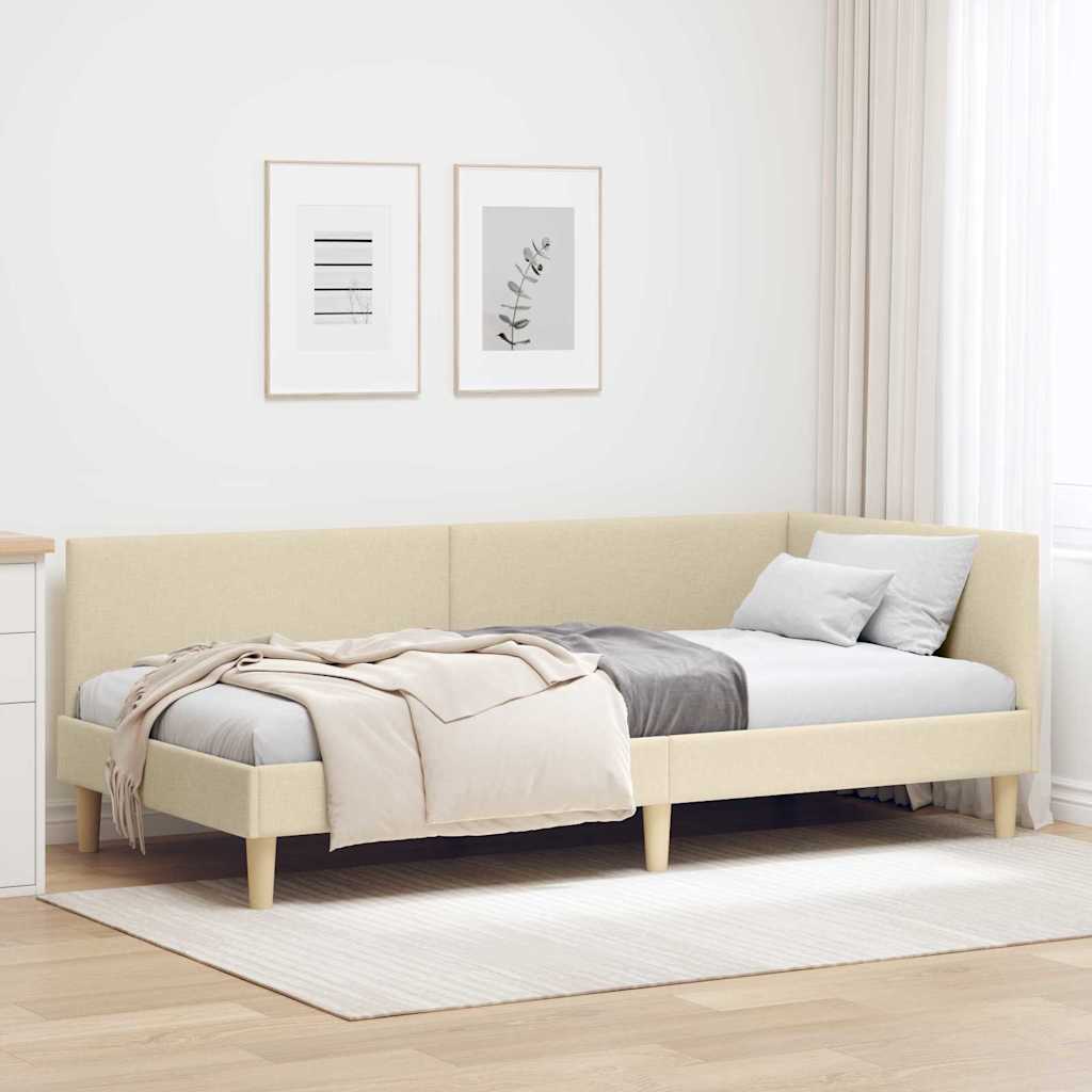 Cadre de lit d'angle Autre avec tête de lit Crème 100 x 200 cm - XIOS