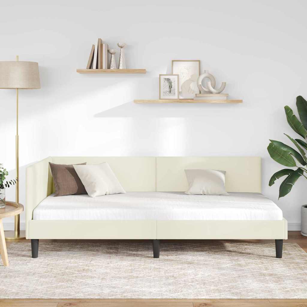 Cadre de lit d'angle Autre avec tête de lit Crème 80 x 200 cm - XIOS