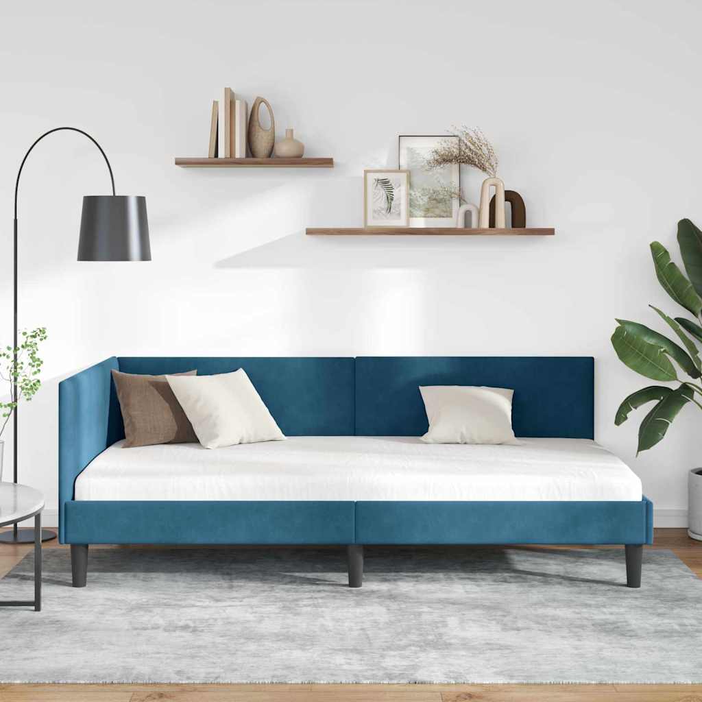 Cadre de lit d'angle Autre avec tête de lit Bleu 90 x 190 cm - XIOS
