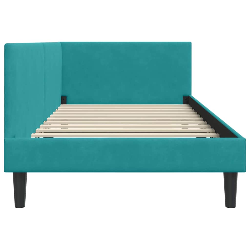 Cadre de lit d'angle Turquoise 90 cm x 200 cm Velours - XIOS