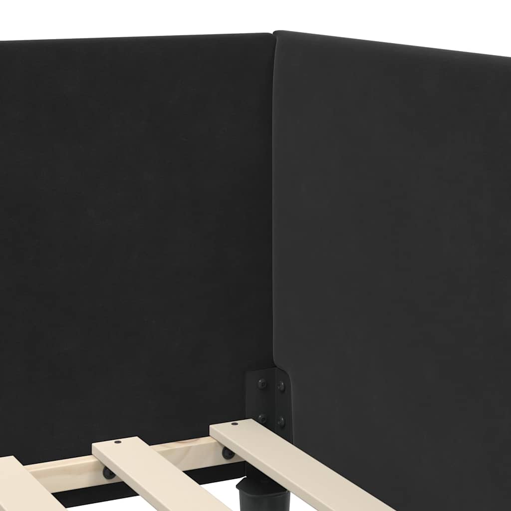 Cadre de lit d'angle Autre avec tête de lit Noir 100 x 200 cm - XIOS