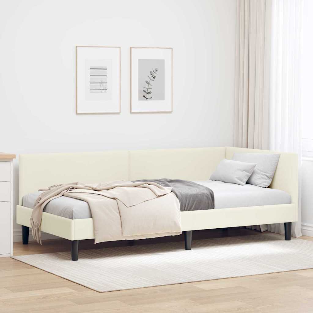 Cadre de lit d'angle Autre avec tête de lit Crème 100 x 200 cm - XIOS