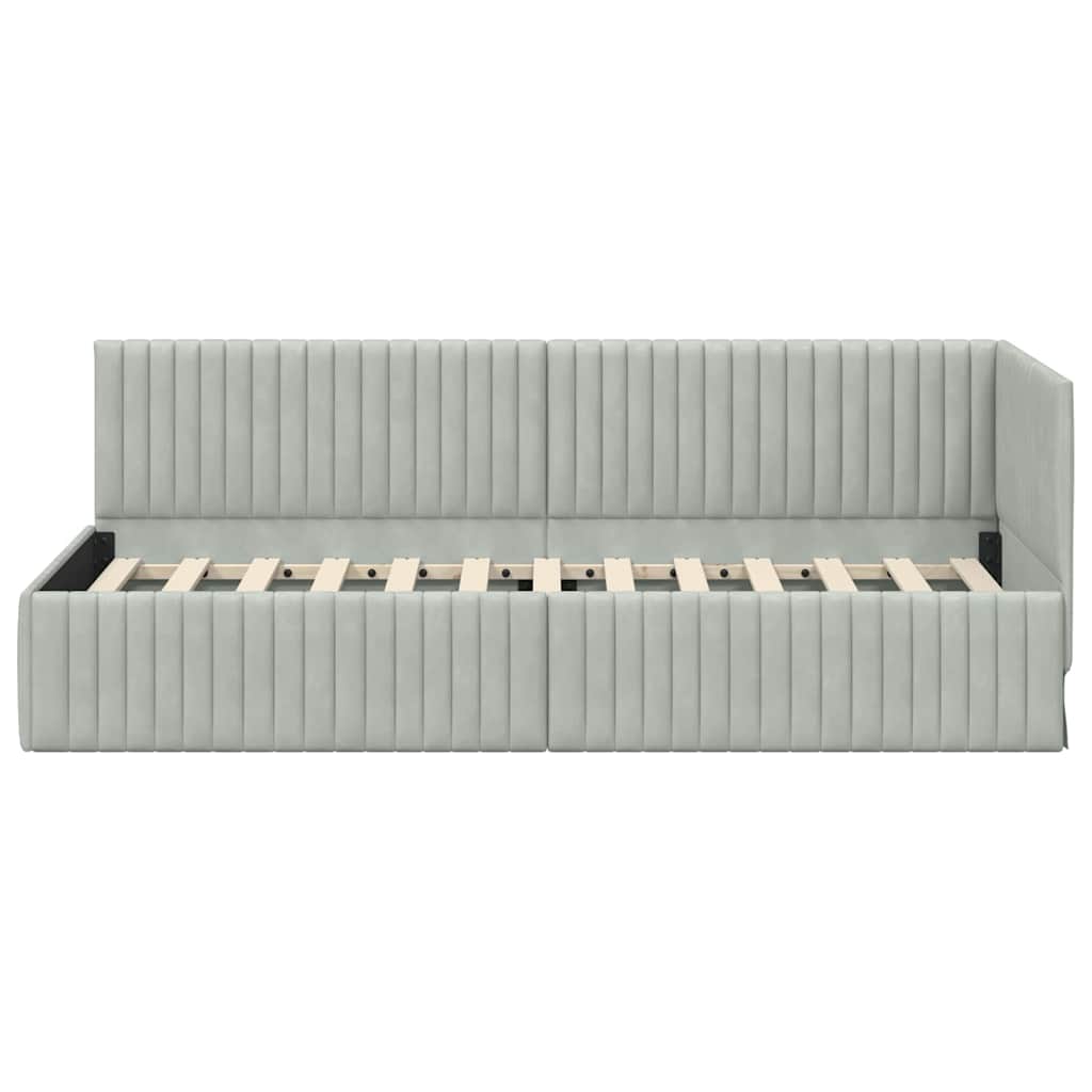 Cadre de lit d'angle Gris clair 80 cm x 200 cm Velours - XIOS