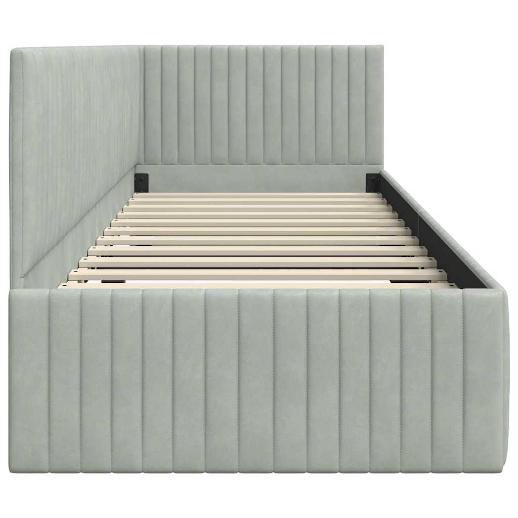Cadre de lit d'angle Gris clair 80 cm x 200 cm Velours - XIOS
