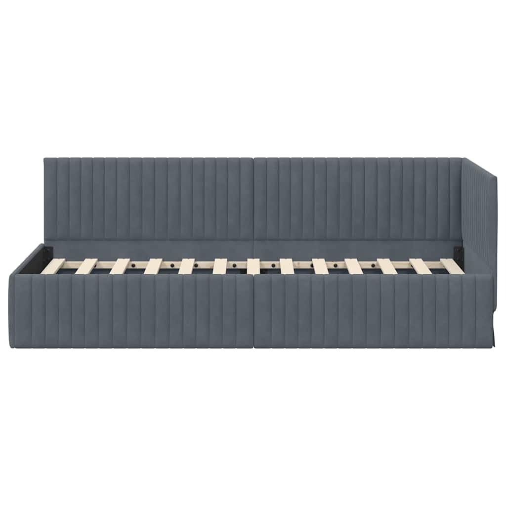 Cadre de lit d'angle Gris foncé 80 cm x 200 cm Velours - XIOS