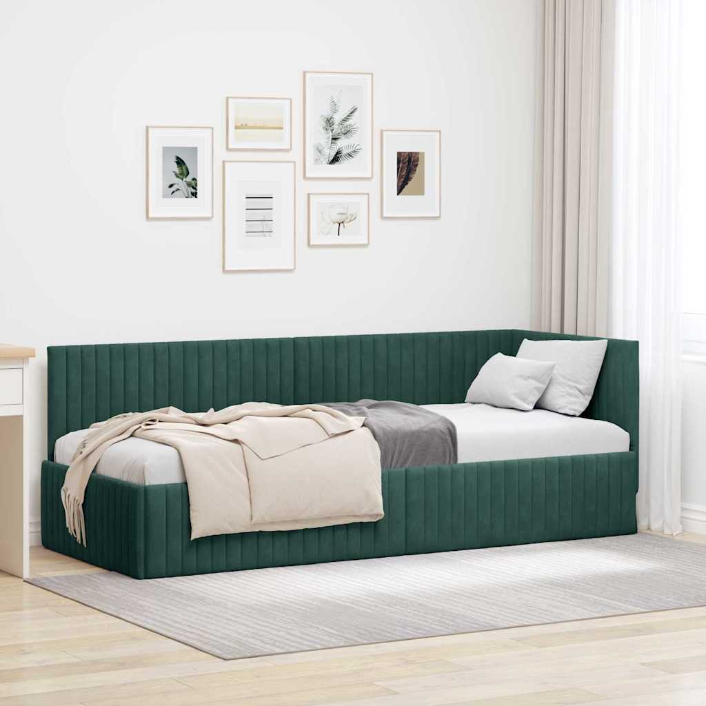 Cadre de lit d'angle Vert foncé 80 cm x 200 cm Velours - XIOS