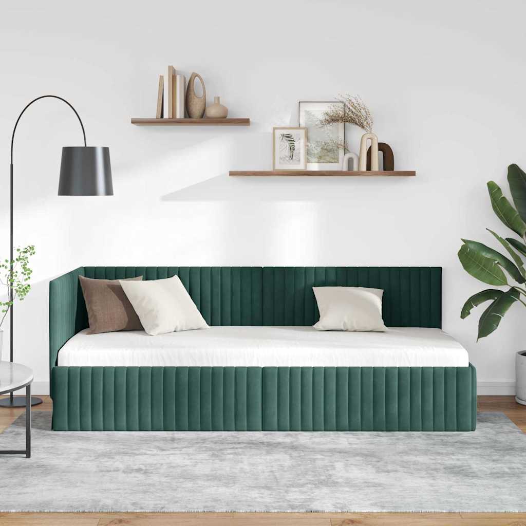 Cadre de lit d'angle Vert foncé 80 cm x 200 cm Velours - XIOS