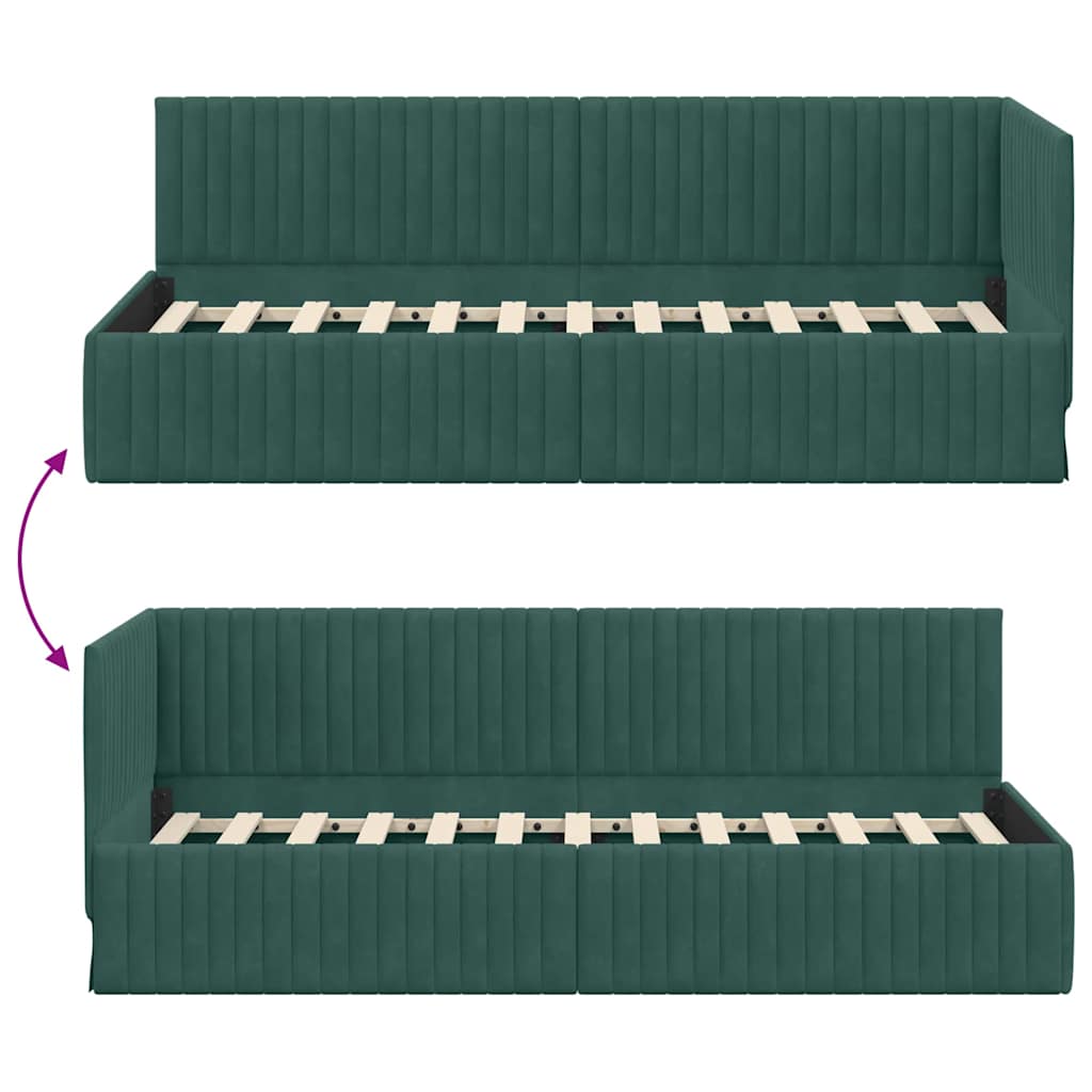 Cadre de lit d'angle Vert foncé 80 cm x 200 cm Velours - XIOS