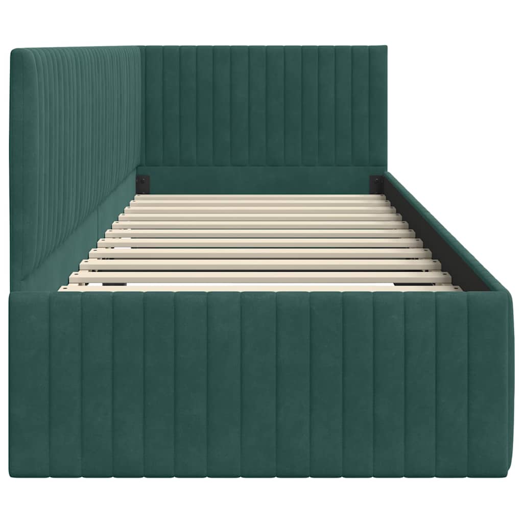 Cadre de lit d'angle Vert foncé 80 cm x 200 cm Velours - XIOS