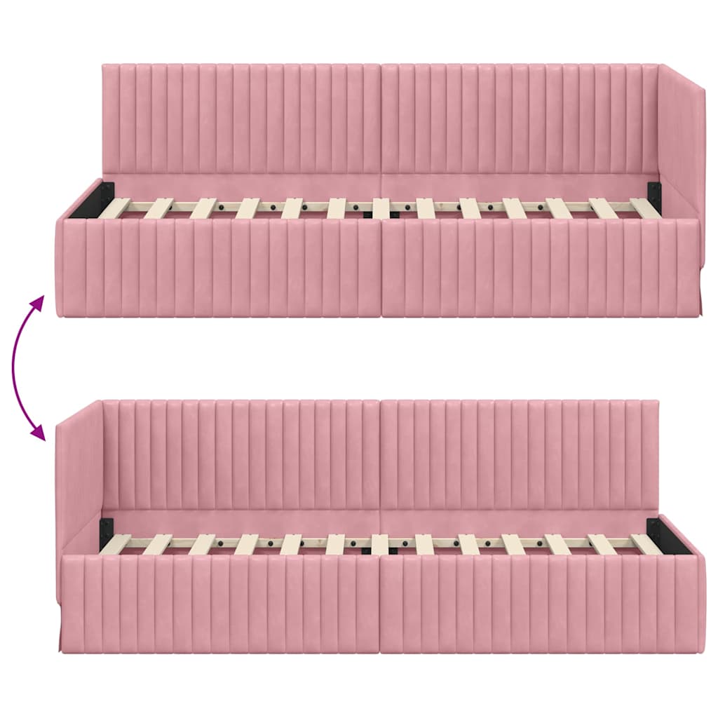 Cadre de lit d'angle Rose 80 cm x 200 cm Velours - XIOS