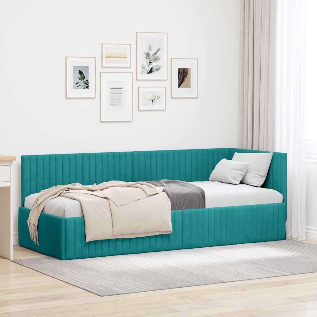 Cadre de lit d'angle Turquoise 80 cm x 200 cm Velours - XIOS