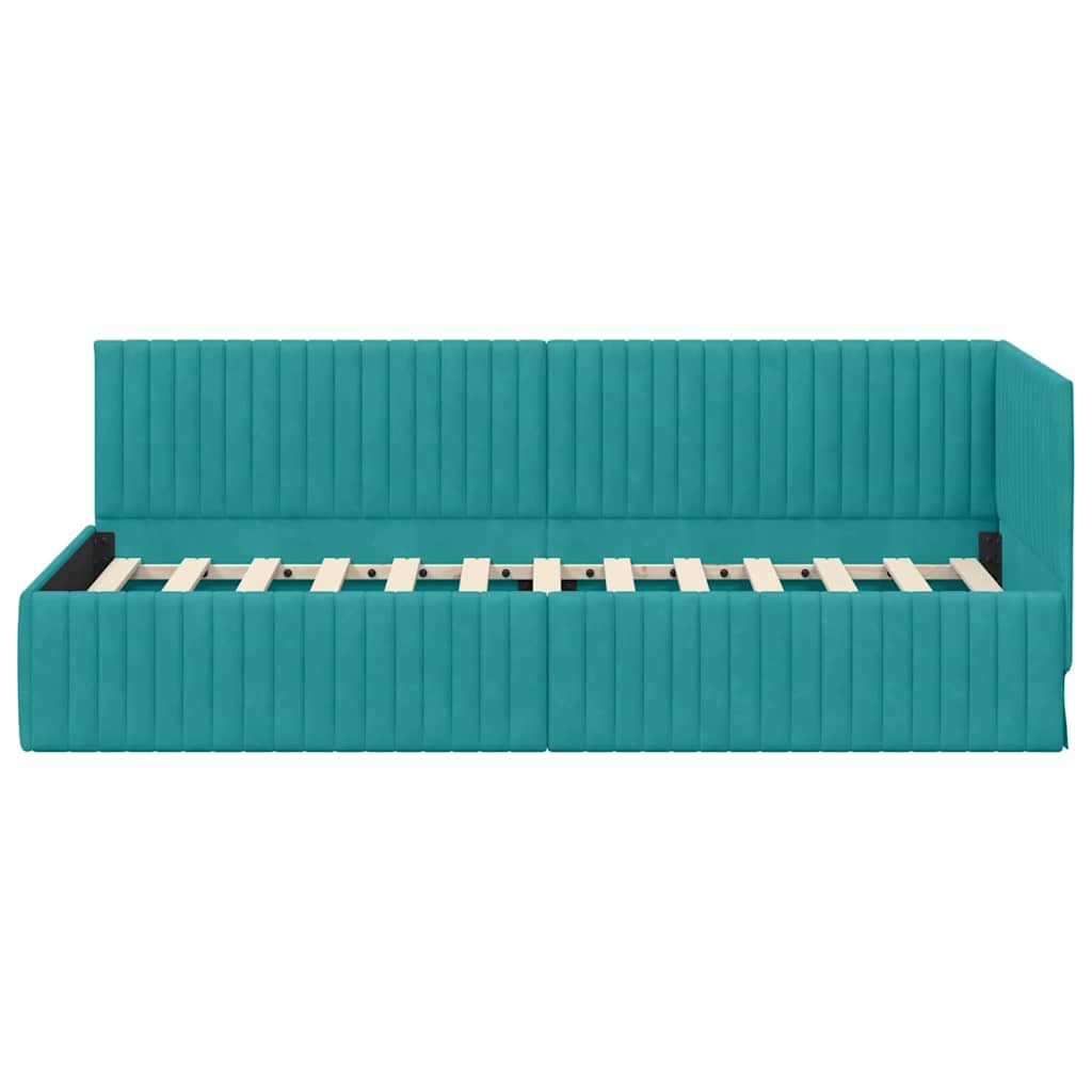 Cadre de lit d'angle Turquoise 80 cm x 200 cm Velours - XIOS