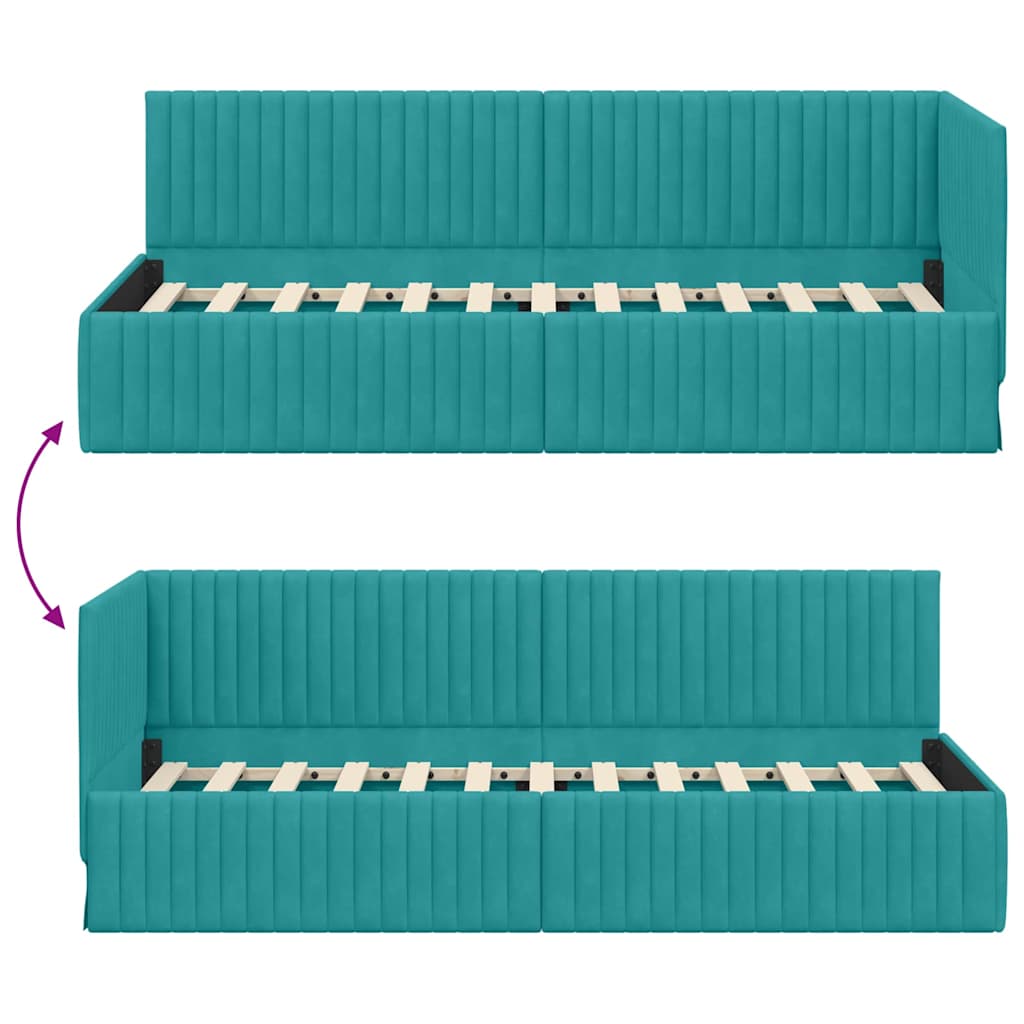 Cadre de lit d'angle Turquoise 80 cm x 200 cm Velours - XIOS