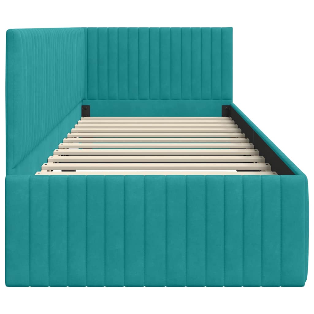 Cadre de lit d'angle Turquoise 80 cm x 200 cm Velours - XIOS