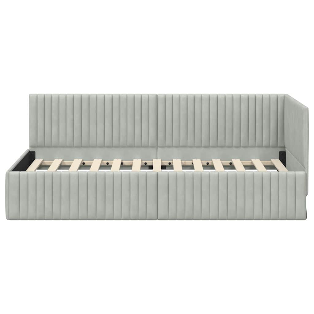 Cadre de lit d'angle Gris clair 90 cm x 190 cm Velours