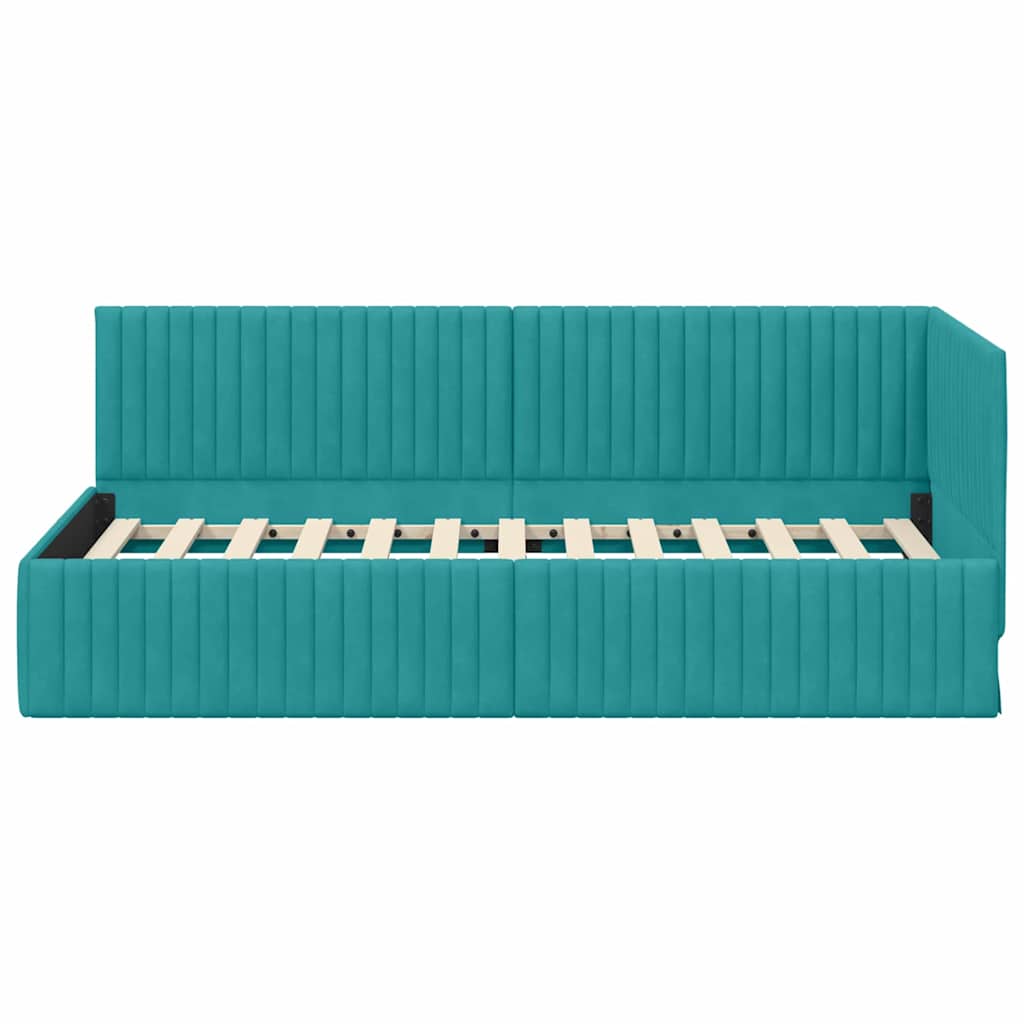 Cadre de lit d'angle Turquoise 90 cm x 190 cm Velours - XIOS