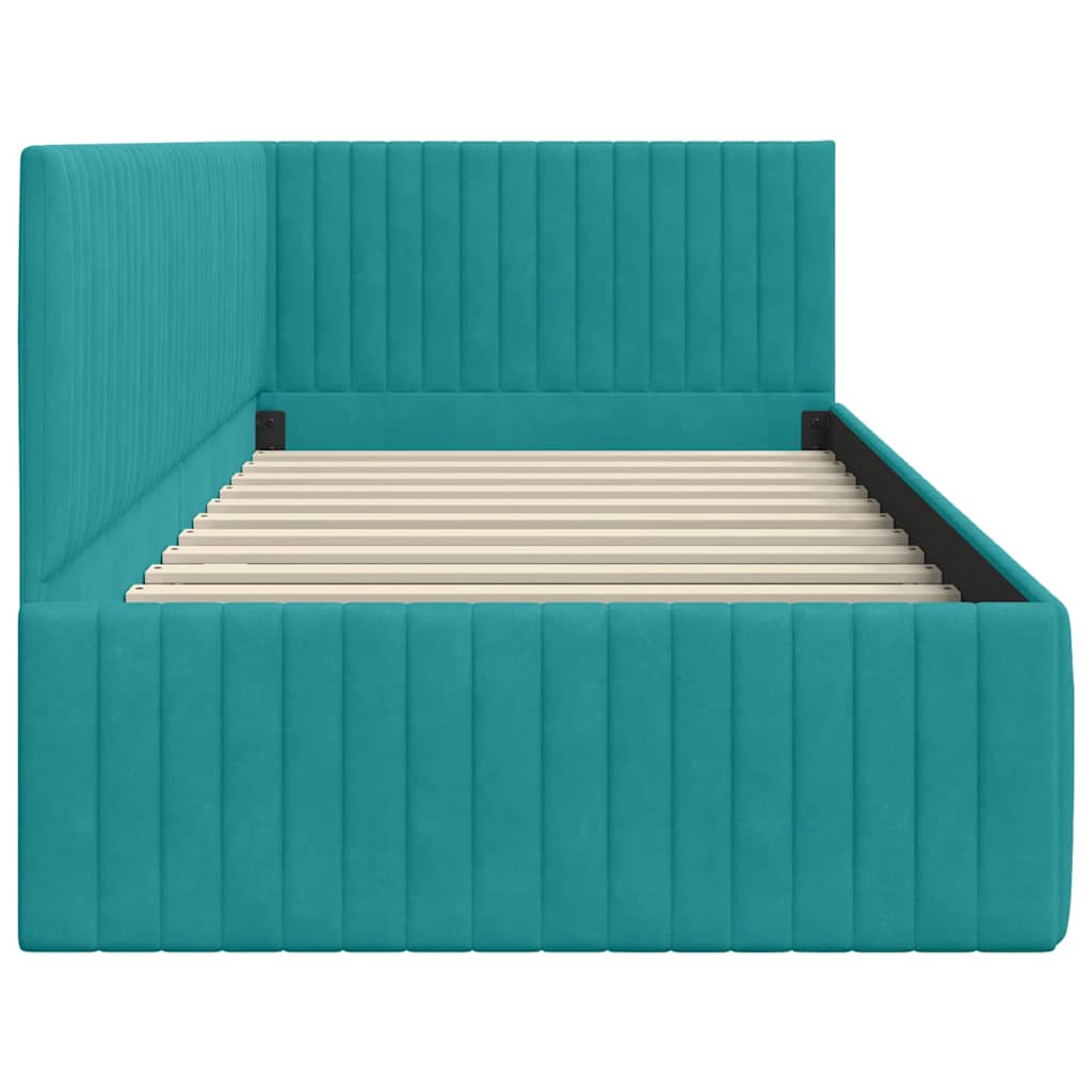 Cadre de lit d'angle Turquoise 90 cm x 190 cm Velours - XIOS