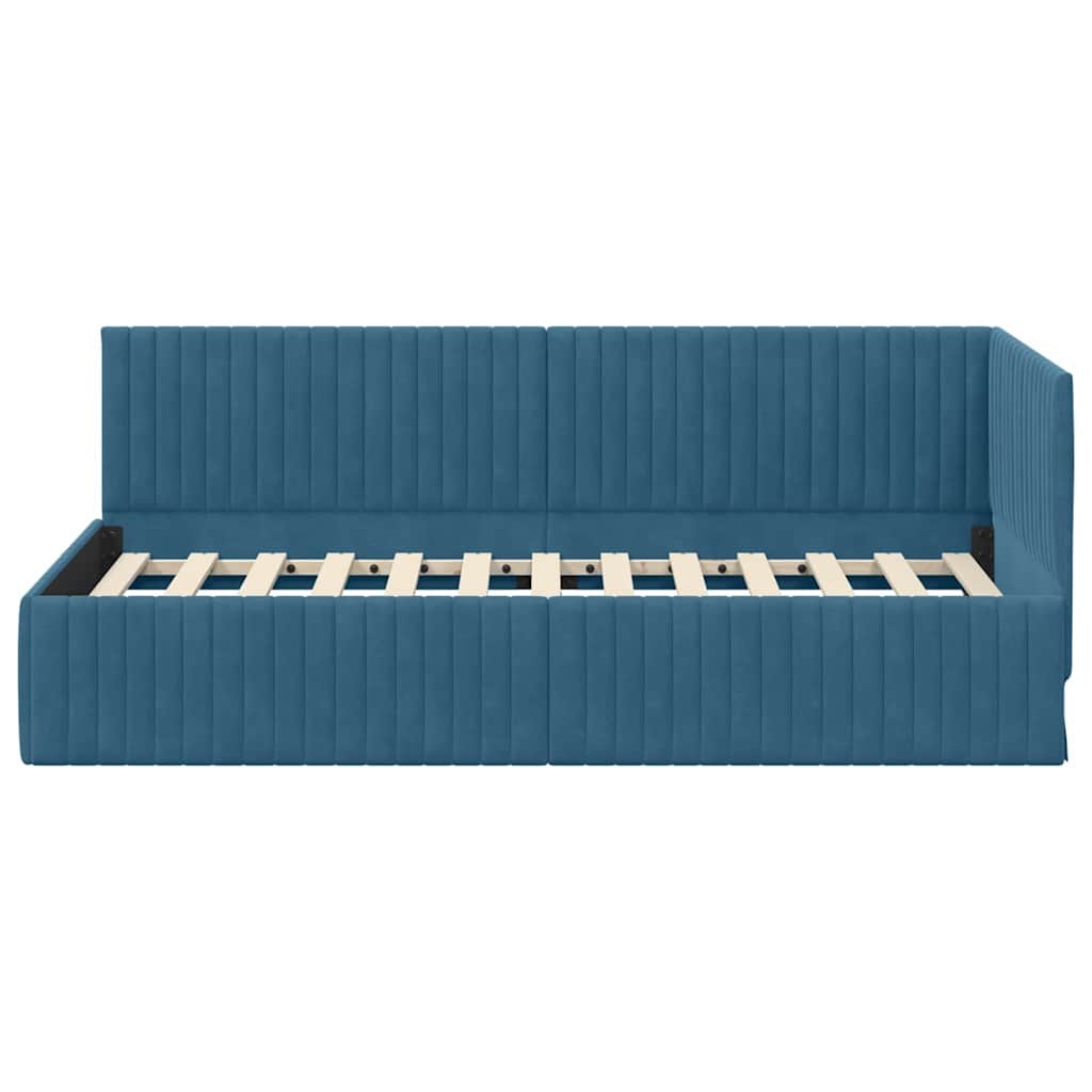 Cadre de lit d'angle Bleu 90 cm x 200 cm Velours