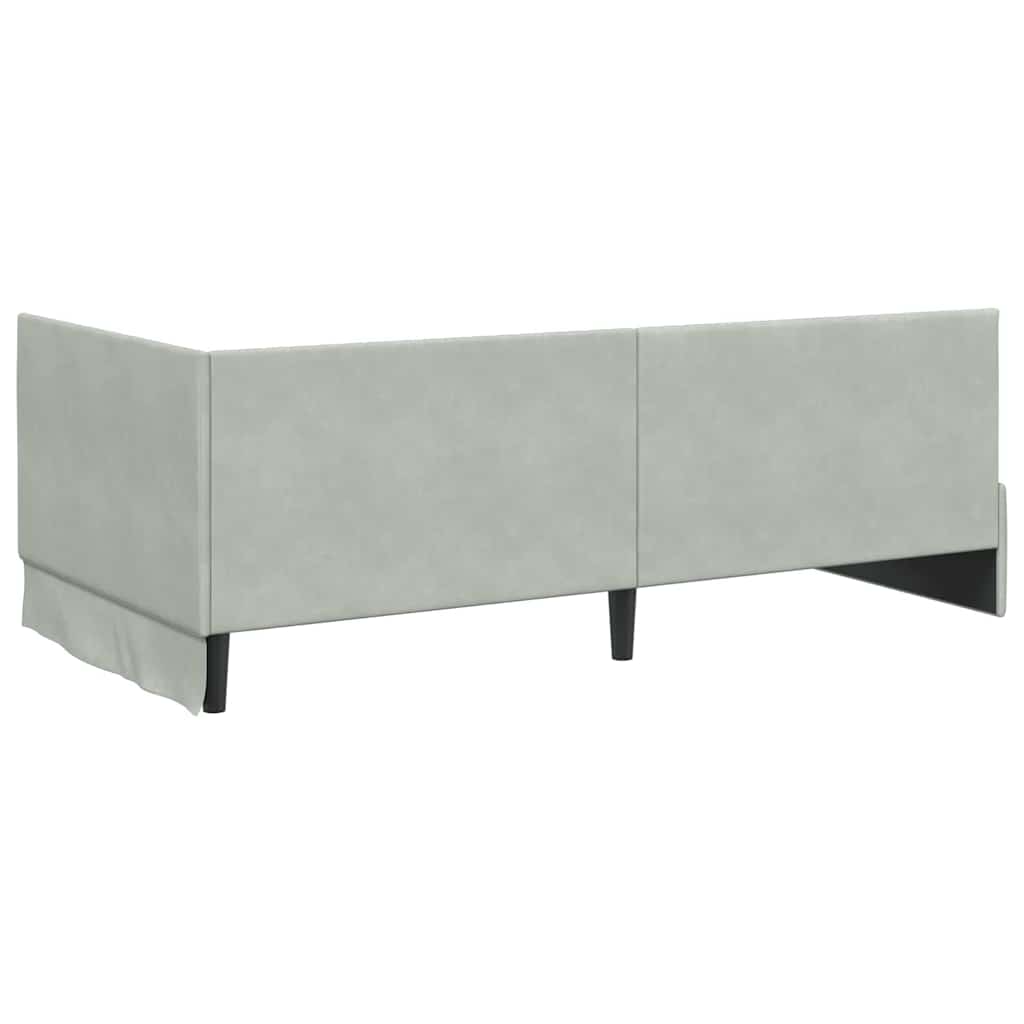 Cadre de lit d'angle Gris clair 90 cm x 200 cm Velours
