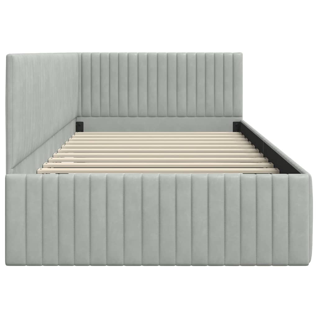 Cadre de lit d'angle Gris clair 90 cm x 200 cm Velours