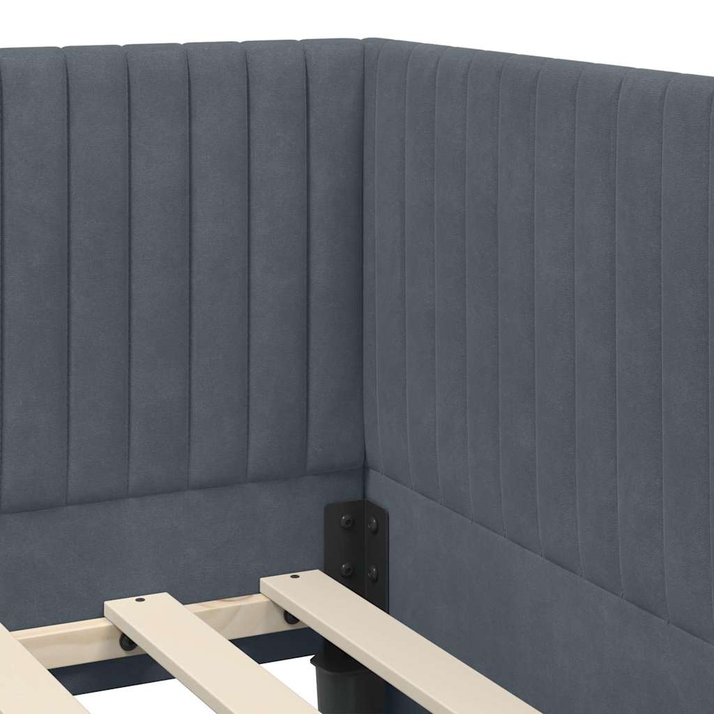 Cadre de lit d'angle Gris foncé 90 cm x 200 cm Velours - XIOS