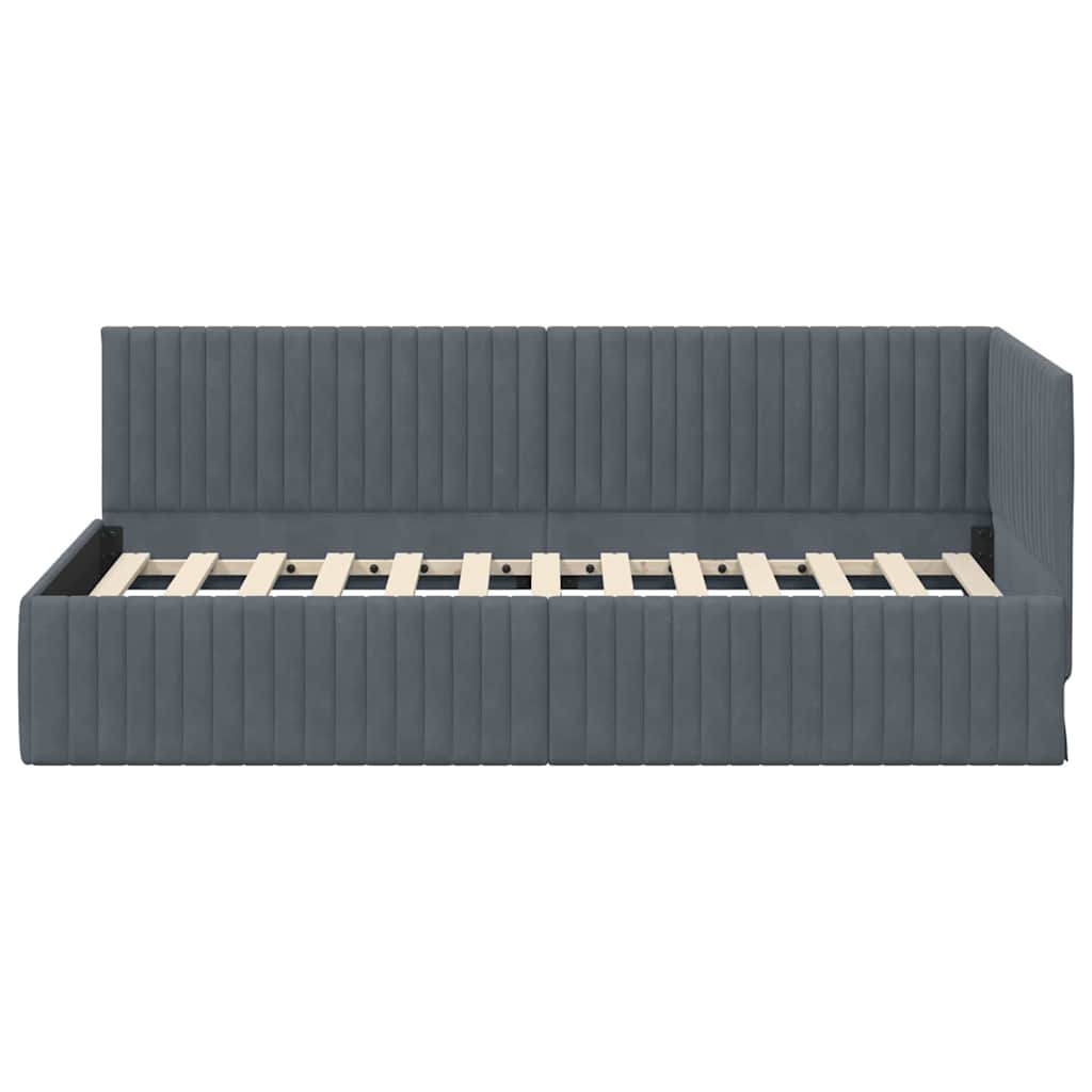 Cadre de lit d'angle Gris foncé 90 cm x 200 cm Velours - XIOS