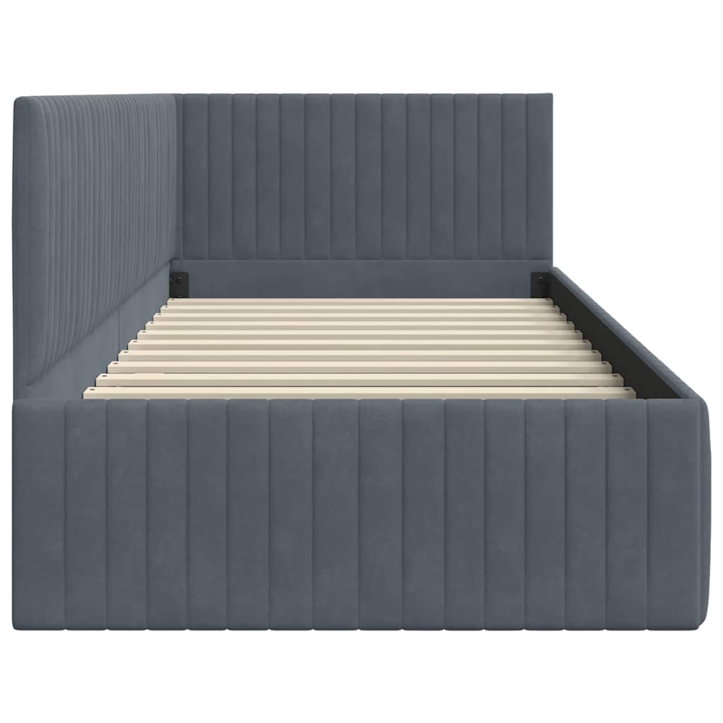 Cadre de lit d'angle Gris foncé 90 cm x 200 cm Velours - XIOS