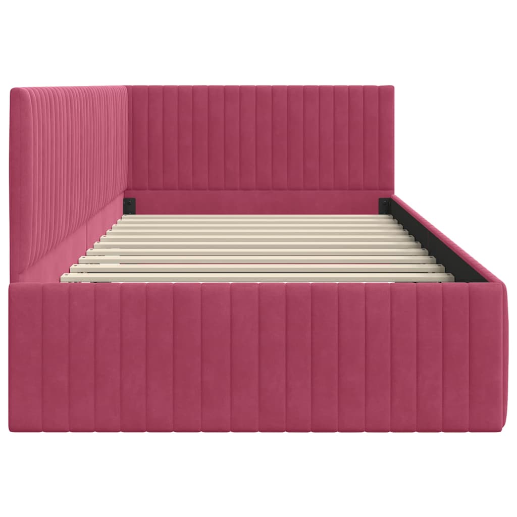 Cadre de lit d'angle Bordeaux 100 cm x 200 cm Velours - XIOS