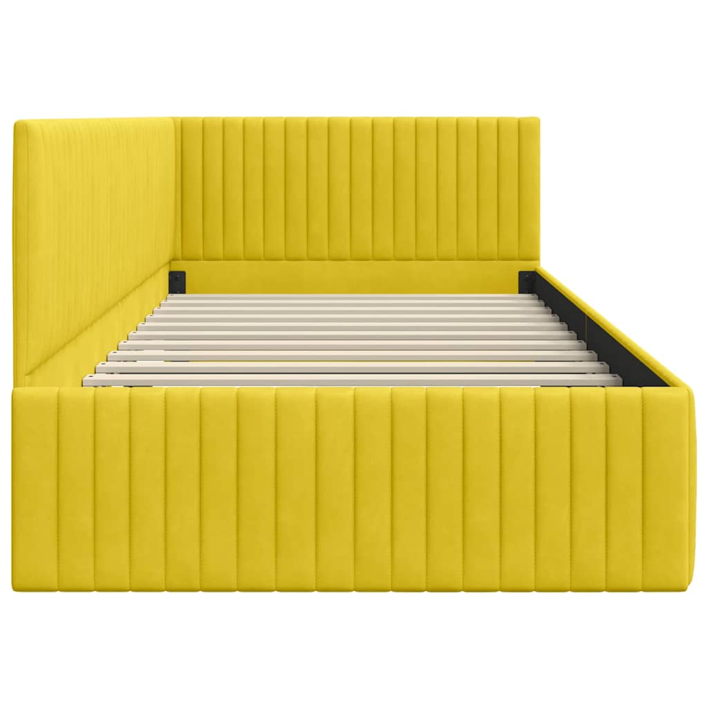 Cadre de lit d'angle Jaune 100 cm x 200 cm Velours - XIOS