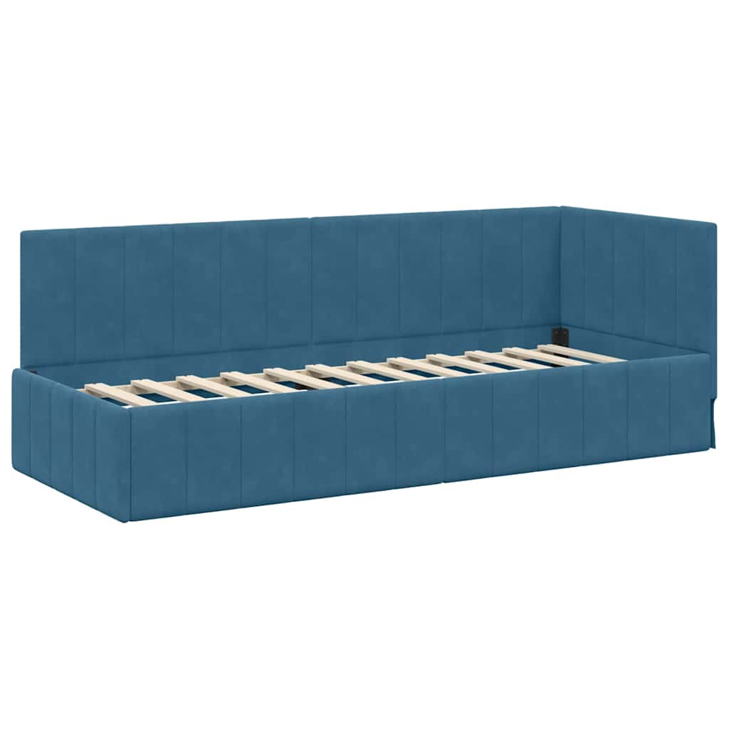 Cadre de lit d'angle Bleu 80 cm x 200 cm Velours - XIOS