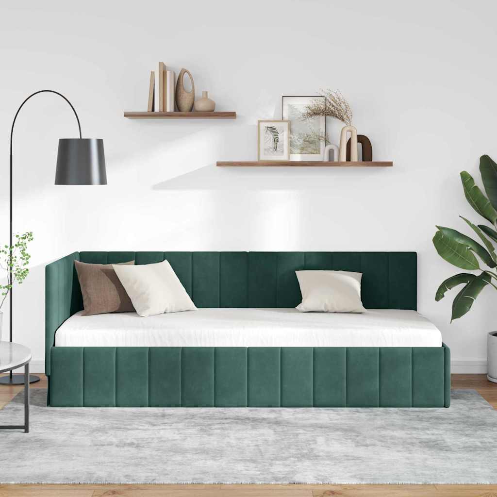 Cadre de lit d'angle Vert foncé 80 cm x 200 cm Velours - XIOS