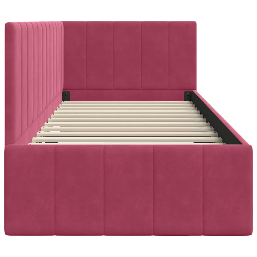Cadre de lit d'angle Bordeaux 80 cm x 200 cm Velours - XIOS